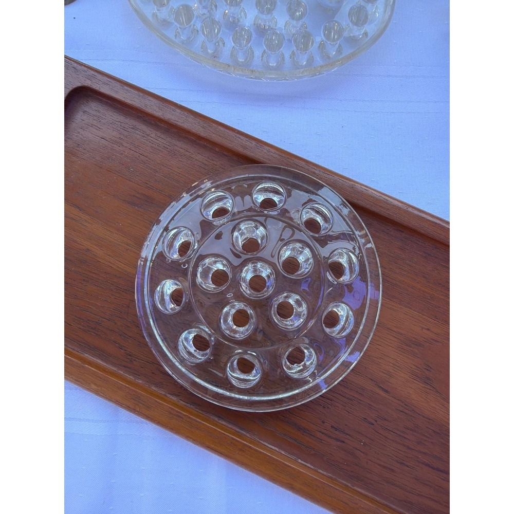 Vintage Clear Glass Floral Flower Frog